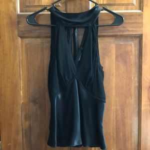 Black satin tank top